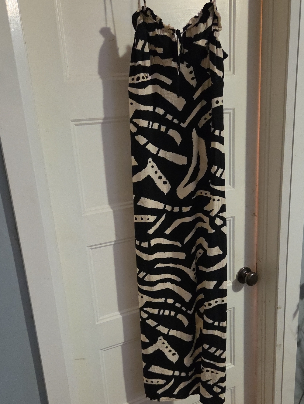 Monteau Black and Cream Abstract Print Dress